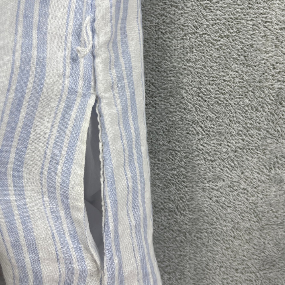 Sigrid Olsen Dress Women Large Blue Striped Linen Sleeveless Midi Shift Slits - Picture 6 of 11